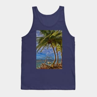 Panama. Bocas del Toro. Boat, Sea and the Palm trees. Tank Top